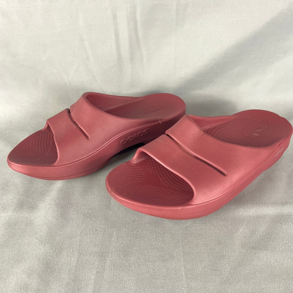 OOFOS OOahh Recovery Slides Sandals Men's US 8 Mars Red Lightweight Slip On